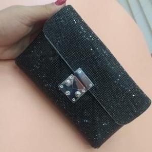 BOLSA POCHETE QUADRADINHA GLITER FINO