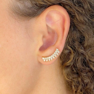 BRINCO EAR CUFF 2 FILEIRAS CRAVEJADAS 17 PEDRAS