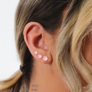 BRINCO P925 TRIO ZIRCÔNIA ROSA REDONDA