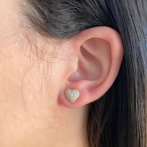 BRINCO PEQUENO CORAÇAO CRAVEJADO 9MM