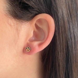 BRINCO PEQUENO DE PATA COM ZIRCONIA PRETA ONIX