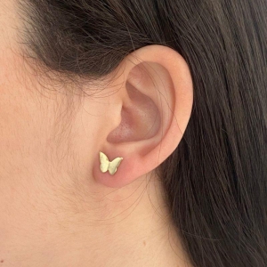 BRINCO PEQUENO LISO BORBOLETA DE CHAPA 10X7MM