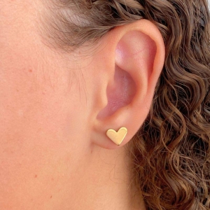 BRINCO PEQUENO LISO CORAÇAO CHEIO DE CHAPA G 8X9MM