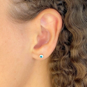 BRINCO PEQUENO OLHO GREGO AZUL CLARO 4MM