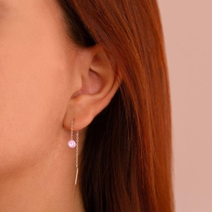 BRINCO PEQUENO P925 CORRENTE ZIRCÔNIA REDONDA ROSA 6CM