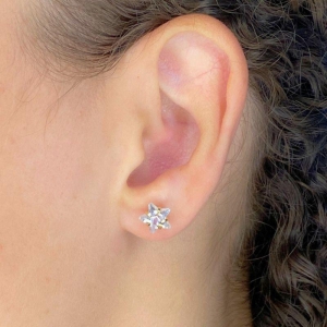 BRINCO PEQUENO ZIRCONIA ESTRELA GG 8MM COM 1 PEDRA