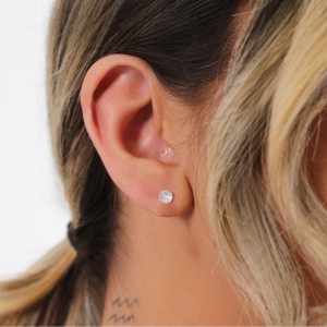 BRINCO PEQUENO P925 PONTO DE LUZ REDONDO CRISTAL 4MM