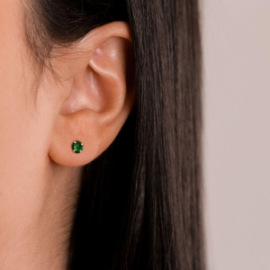 BRINCO PEQUENO P925 ZIRCÔNIA REDONDA VERDE 4MM