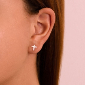 BRINCO PRATA 925 CRUZ PEQUENA