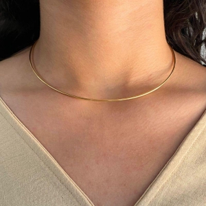 CHOKER ARO FIO LISA COM DUAS BOLINHAS NAS PONTAS