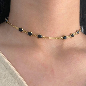 CHOKER COM CIRCULOS PRETO