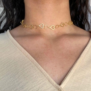 CHOKER COM CORAÇAO VAZADO + CIRCULO VAZADO