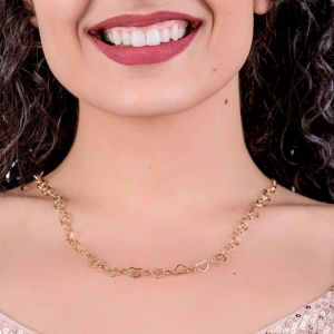 CHOKER CORAÇÃO GG VAZADO 40CM SEM EXTENSOR