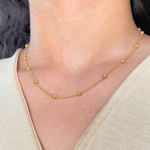 CHOKER ELO PORTUGUES COM BOLINHAS