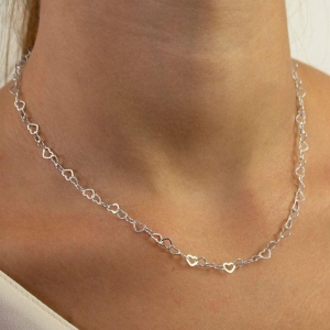 CHOKER P925 ELO DE CORAÇAO VAZADO FIO 4MM