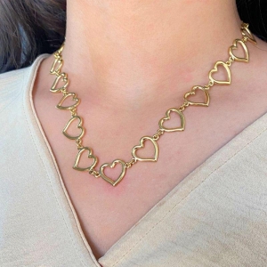 CHOKER TRABALHADA DE CORAÇÕES GROSSOS VAZADOS