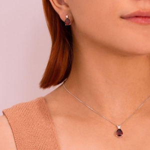 CONJUNTO P925 GOTA ZIRCONIA RUBIGAR + GANTILHA P925 VENEZIANA