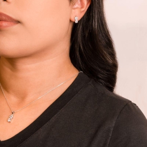 CONJUNTO P925 RÓDIO FLOR COM ZIRCÔNIA REDONDA (WHITE)