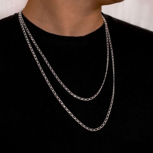 CORRENTE P925 MASCULINA GRUMET 1X1 FINA ALONGADA 3X7MM 60CM