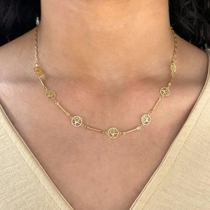 GARGANTILHA ARVORE DA VIDA INTERCALADA COM PALITO