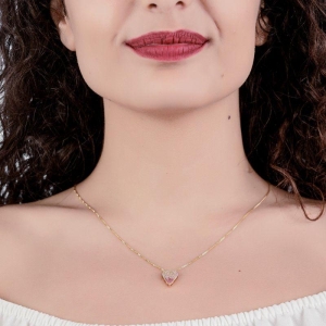 GARGANTILHA CORAÇÃO CRAVEJADO COLORIDO EM DEGRADE