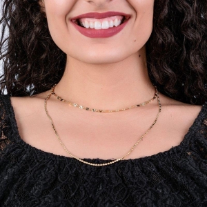 GARGANTILHA DUPLA BOLINHAS E CHAPADINHAS