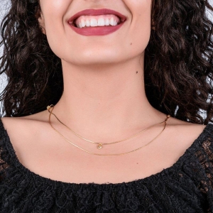 GARGANTILHA DUPLA FITA LISA COM 1 CORAÇAO