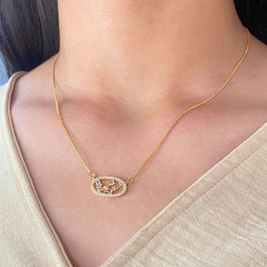 GARGANTILHA OVAL COM PEDRAS ZIRCONIA