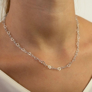 GARGANTILHA P925 ELO DE CORAÇAO VAZADO 4MM TAMANHO:50