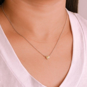 GARGANTILHA P925 ENVELHECIDO COM CORAÇAO PRATA COM DOURADO