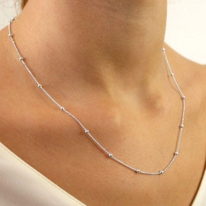 GARGANTILHA P925 FIO MINI BOLINHA E COM BOLINHA DE 3MM 45CM