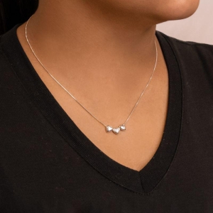 GARGANTILHA P925 V12 3 PINGENTE DE CORAÇÃO CHEIO