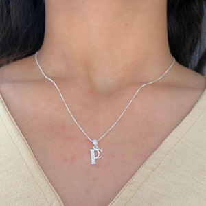 GARGANTILHA P925 VENEZIANA + PINGENTE LETRA CRISTAL (P)
