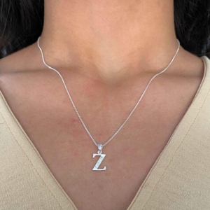 GARGANTILHA P925 VENEZIANA + PINGENTE LETRA CRISTAL (Z)