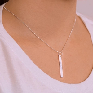 GARGANTILHA P925 VENEZIANA + PINGENTE RETANGULAR PAZ