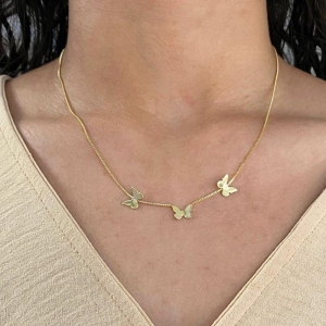 GARGANTILHA VENEZIANA COM 3 BORBOLETAS LISAS