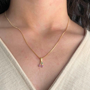 GARGANTILHA VENEZIANA + PINGENTE CEREJA COLOR CRAVEJADA 7MM