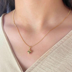 GARGANTILHA VENEZIANA + PINGENTE DE CORAÇÃO EMBAOLADINHO LISO