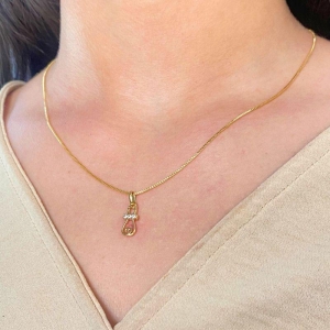 GARGANTILHA VENEZIANA + PINGENTE  DE GATO CRAVEJADO