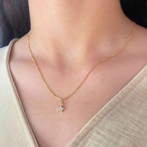GARGANTILHA VENEZIANA + PINGENTE ESTRELA CRAVEJADA CRISTAL
