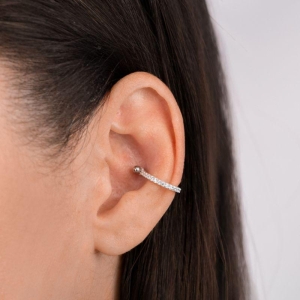 PIERCING P925 PARA ANTI-HELICE E CONCHA COM ZIRCONIA CRISTAL