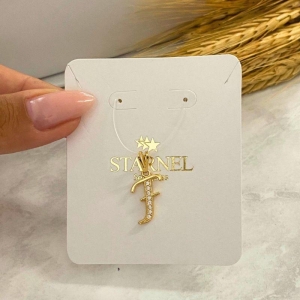 PINGENTE LETRA F CRAVEJADA