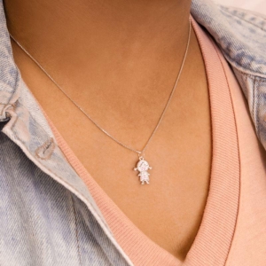 PINGENTE P925 MENINA G ZIRCÔNIAS ROSA