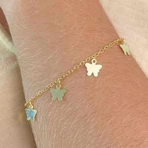 PULSEIRA ELOS COM PINDURICALHO DE BORBOLETAS LISAS