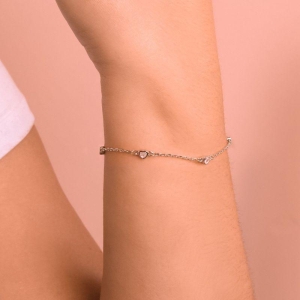 PULSEIRA P925 CORAÇÃO C/ZIRCONIA CRISTAL 18CM + 3CM EXTENSOR
