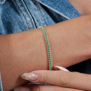 PULSEIRA P925 RIVIERA ZIRCONIA ESMERALDA 14CM+EXTENSOR 6CM