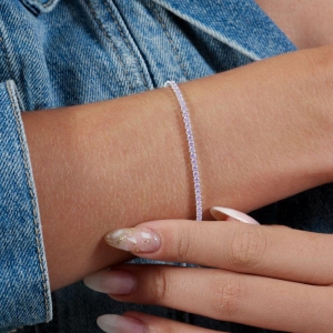 PULSEIRA P925 RIVIERA ZIRCÔNIA LILÁS 13,5CM + 6CM