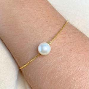 PULSEIRA VENEZIANA COM 1 BOLA PEROLA NO MEIO 10MM