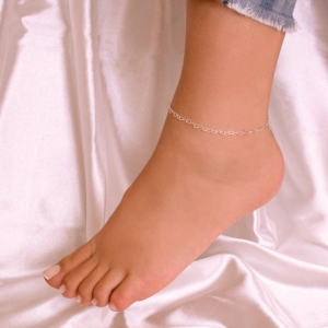 TORNOZELEIRA P925 ELO DE CORAÇÃO FIO 3MM 23CM