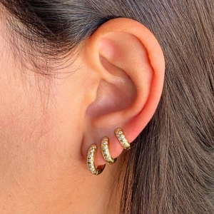 ARGOLA TRIO CLICK COM 2 FILEIRA CRAVEJADA 9MM 11MM 13MM